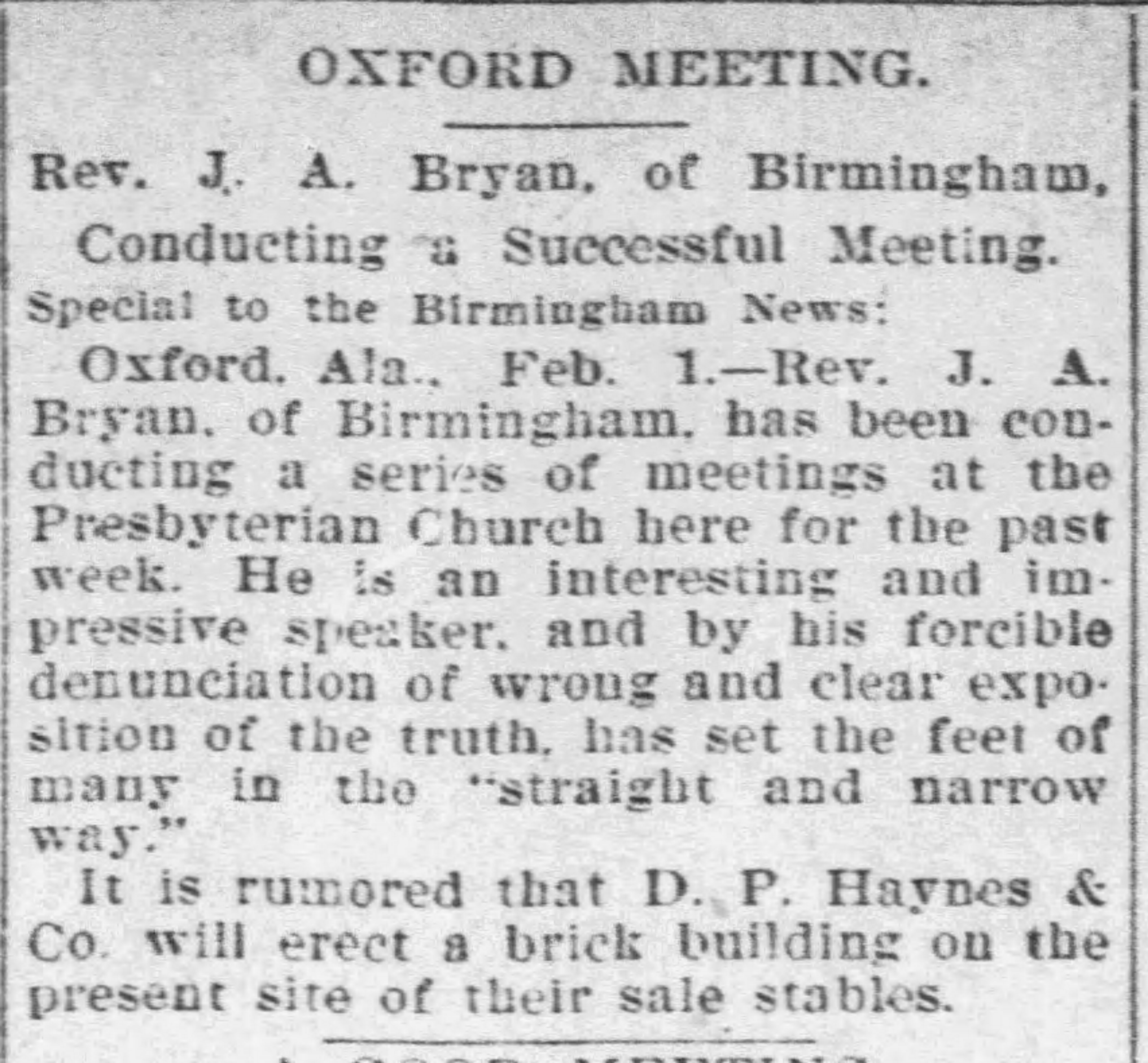 Oxford Meetings: Rev. J.A. Bryan of Birmingham, Conducting a Successful Meeting